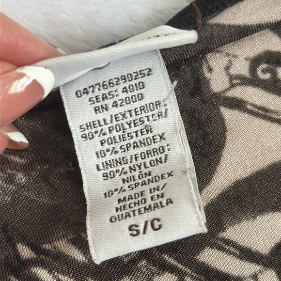 90’s Y2K Women’s Whimsigoth Witchy‎ Boho Abstract Floral Tapestry Stretch Top S - Picture 7 of 9